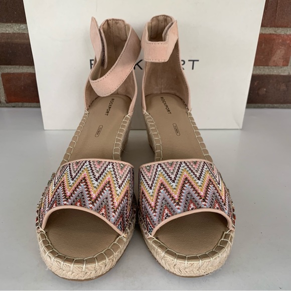 Rockport Womens Marah taupe Ankle Strap wedge espadrille sandals US 10 M - Picture 2 of 8